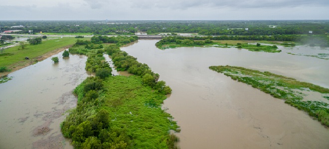 river with brown river flood