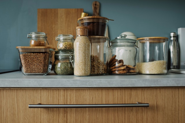 well preserved food in airtight clear glass contrainers