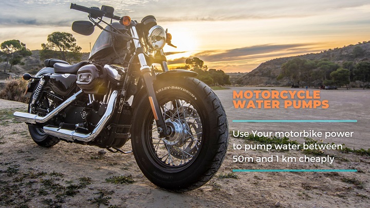 Pumping water using a motorcycle water pump