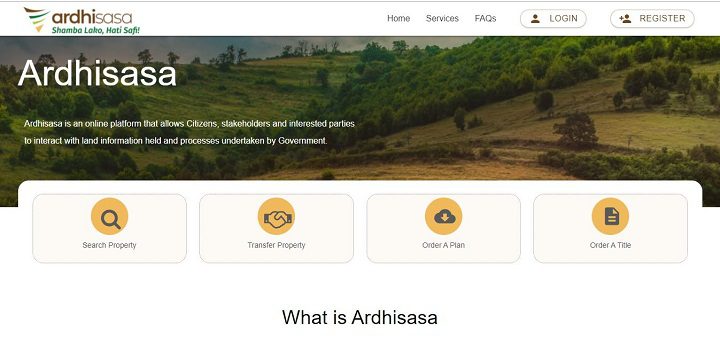 ardhisasa website screenshot