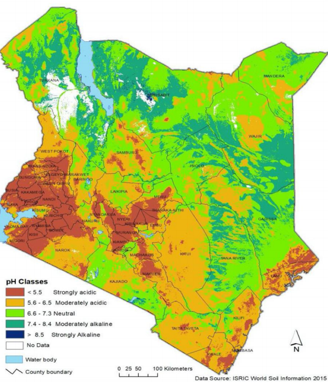 Soil pH or acidity Kenya Map