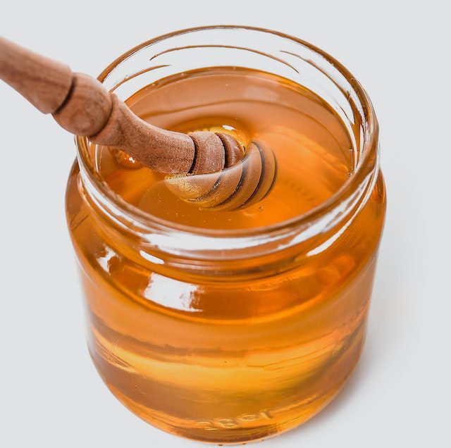 Honey in clear jar